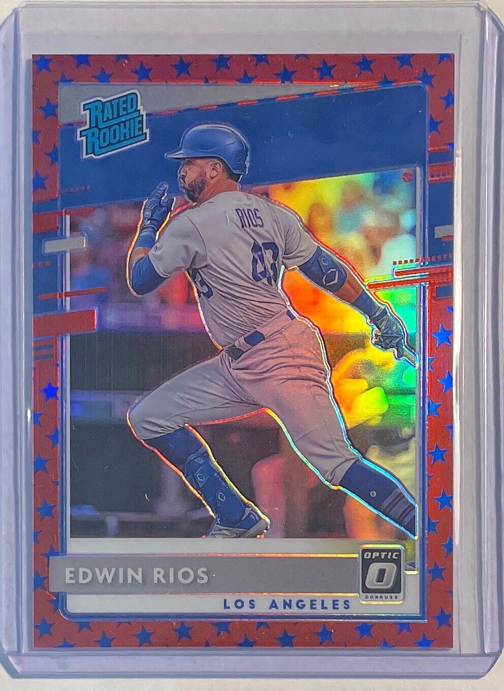 EDWIN RIOS 2020 DONRUSS OPTIC RATED ROOKIE INDEPENDENCE DAY PRIZM RC #D 38/45