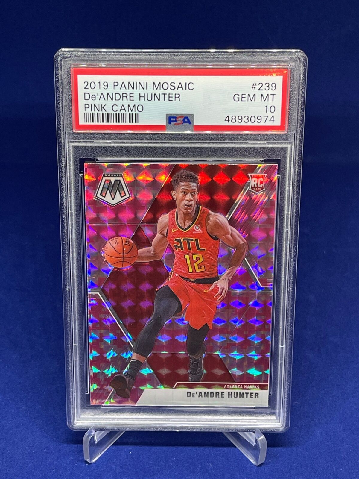 DE'ANDRE HUNTER 2019-20 PANINI MOSAIC PINK CAMO PRIZM ROOKIE RC #239 PSA 10