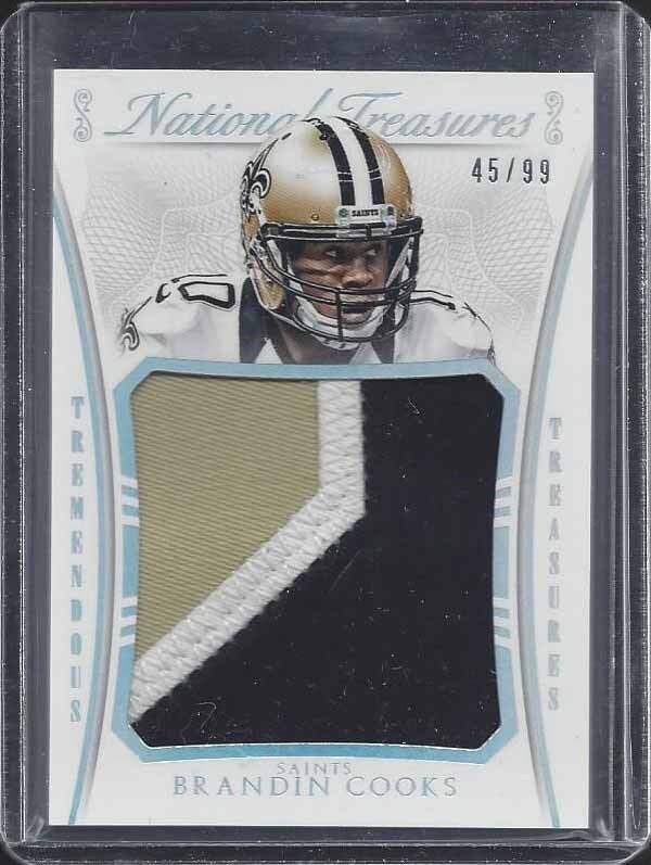 BRANDIN COOKS 2015 NATIONAL TREASURES TREMENDOUS JUMBO 3 COLOR SAINTS PATCH /99