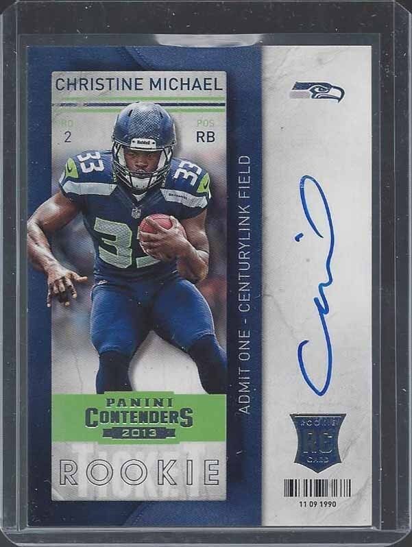 CHRISTINE MICHAEL 2013 PANINI CONTENDERS SP VARIATION ON CARD ROOKIE AUTO RC 203