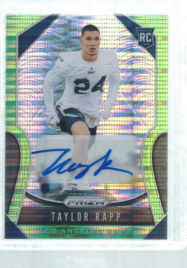 TAYLOR RAPP 2019 PANINI PRIZM AUTO NEON GREEN PULSAR PRIZMS ROOKIE RC #385