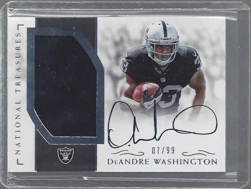 DEANDRE WASHINGTON 2016 NATIONAL TREASURES HORIZONTAL RPA PATCH AUTO RC #D 7/99