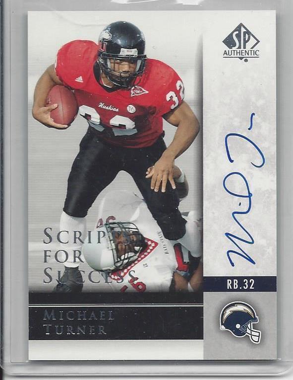 MICHAEL TURNER 2004 SP AUTHENTIC SCRIPTS FOR SUCCESS ON CARD ROOKIE AUTO RC
