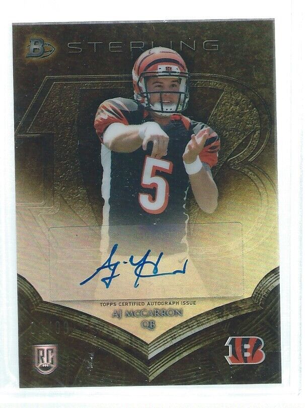 AJ MCCARRON 2014 TOPPS BOWMAN STERLING GOLD REFRACTOR AUTO RC #D 61/99