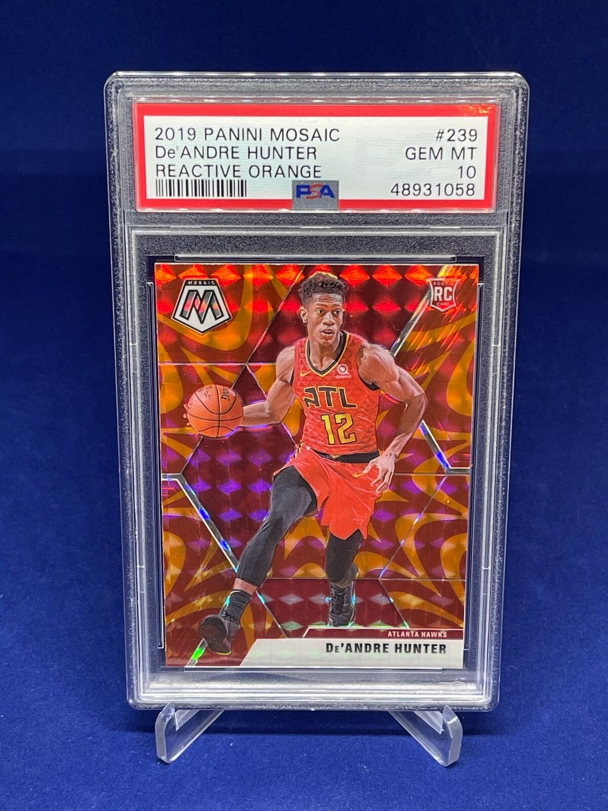 DE'ANDRE HUNTER 2019-20 PANINI MOSAIC REACTIVE ORANGE PRIZM RC #239 PSA 10