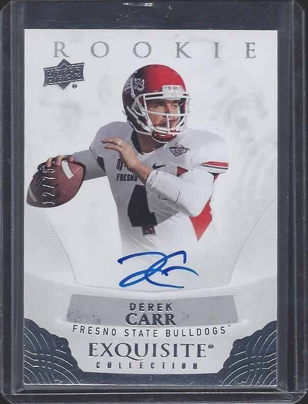 DEREK CARR 2013 UD EXQUISITE ADVANCE PRE ROOKIE ON CARD AUTO RC #D 12/75