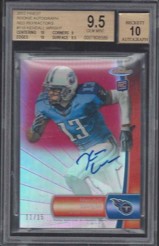 KENDALL WRIGHT 2012 TOPPS FINEST RED REFRACTOR ON CARD AUTO RC /15 BGS 9.5 10 AU