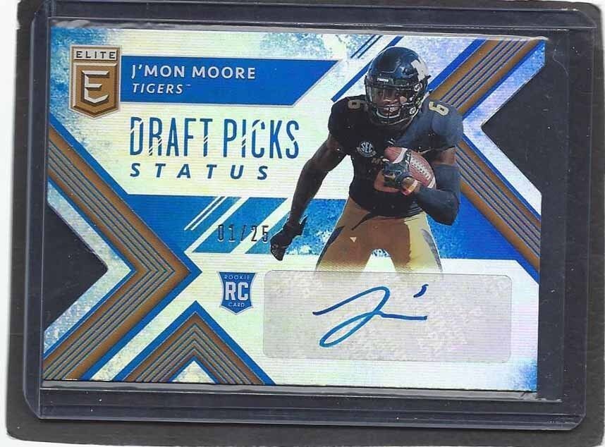 J'MON MOORE 2018 ELITE DRAFT PICKS STATUS BLUE DIE CUT PACKERS AUTO RC #D 1/25