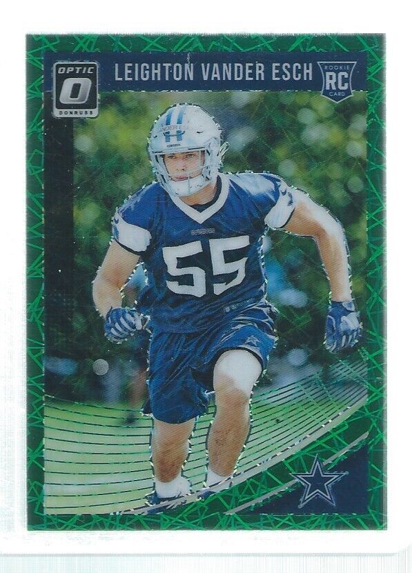 LEIGHTON VANDER ESCH 2018 DONRUSS OPTIC HOLO GREEN LAZER SP RC #115