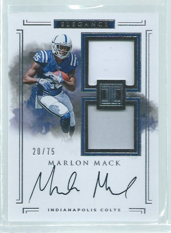 MARLON MACK 2017 PANINI IMPECCABLE ELEGANCE DUAL PATCH ON CARD AUTO RC #D 20/75