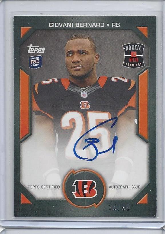 GIOVANI BERNARD 2013 TOPPS ROOKIE PREMIERE PHOTO SHOOT ON CARD AUTO RC #D /90