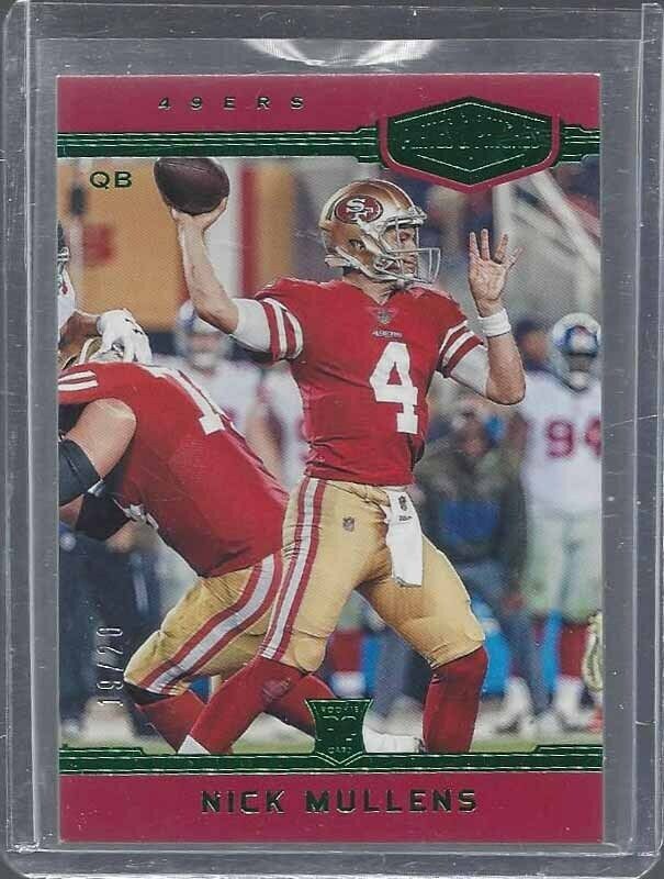 NICK MULLENS 2018 PLATES & PATCHES GREEN ROOKIE RC #D 19/20