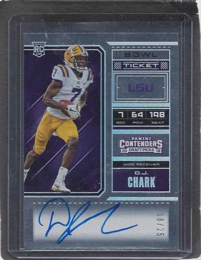 D.J. CHARK 2018 CONTENDERS DRAFT BOWL TICKET ROOKIE JAGUARS LSU AUTO RC #D 18/25