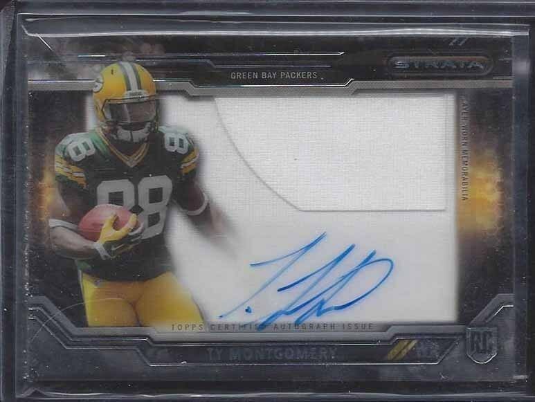 TY MONTGOMERY 2016 TOPPS STRATA CLEAR CUT JUMBO PACKERS JERSEY ON CARD AUTO RC