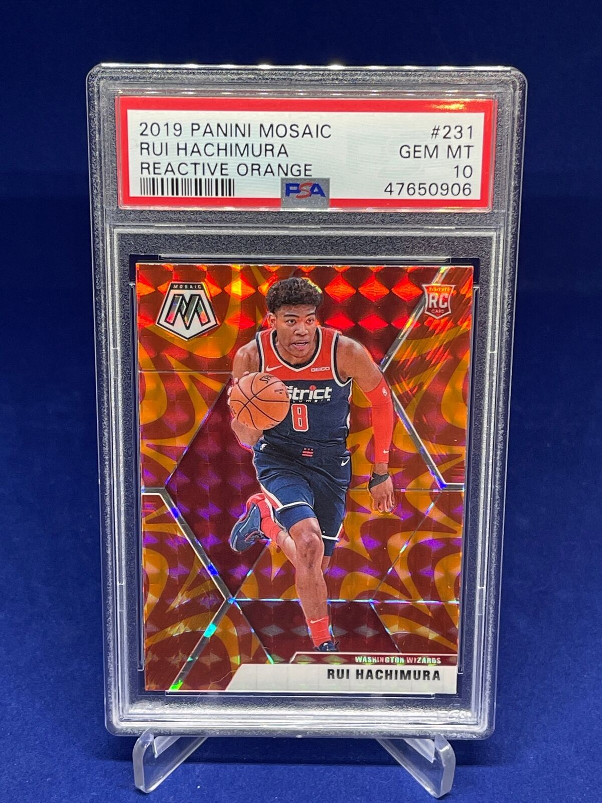 RUI HACHIMURA 2019-20 PANINI MOSAIC REACTIVE ORANGE PRIZM ROOKIE RC #231 PSA 10