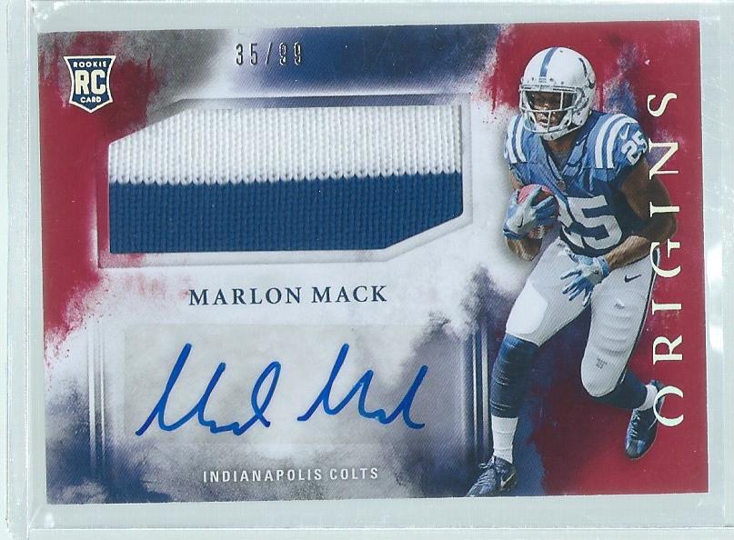 MARLON MACK 2017 PANINI ORIGINS 2 COLOR PATCH AUTO RED RC #D 35/99