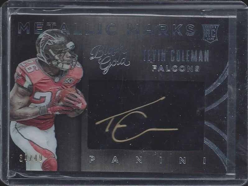 TEVIN COLEMAN 2015 PANINI BLACK GOLD METALLIC MARKS ON CARD ROOKIE AUTO RC /49