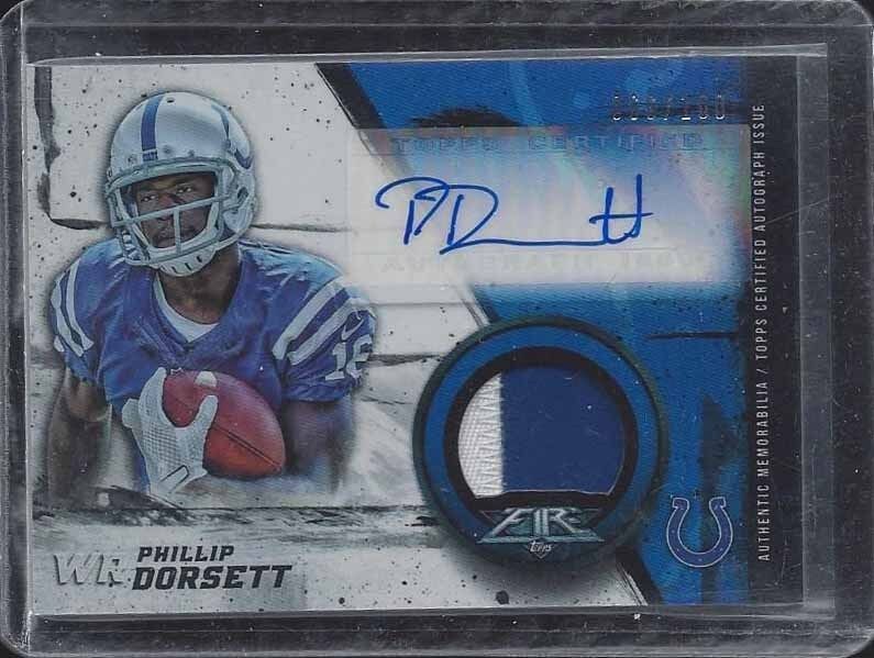 PHILLIP DORSETT 2015 TOPPS FIRE RPA 2 COLOR COLTS ROOKIE PATCH AUTO RC #D 66/100