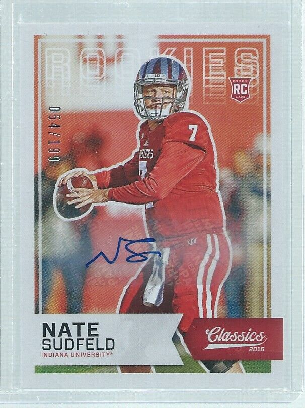 NATE SUDFELD 2016 PANINI CLASSICS ROOKIES AUTO RC #D 54/199