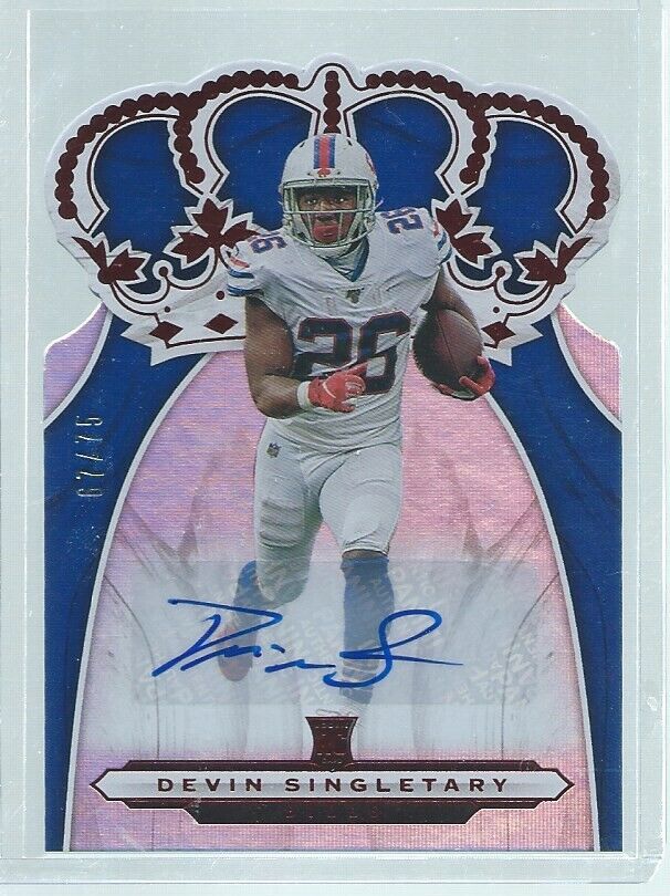 DEVIN SINGLETARY 2019 CHRONICLES CROWN ROYALE DIE CUT AUTO RED RC #D 67/75