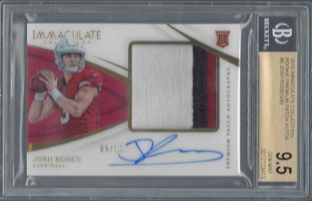 JOSH ROSEN 2018 IMMACULATE PREMIUM ACETATE RPA PATCH AUTO RC /99 BGS 9.5 10 POP2