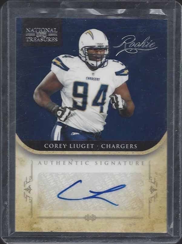 COREY LIUGET 2011 NATIONAL TREASURES CHARGERS TRUE ROOKIE AUTO RC #D 64/99