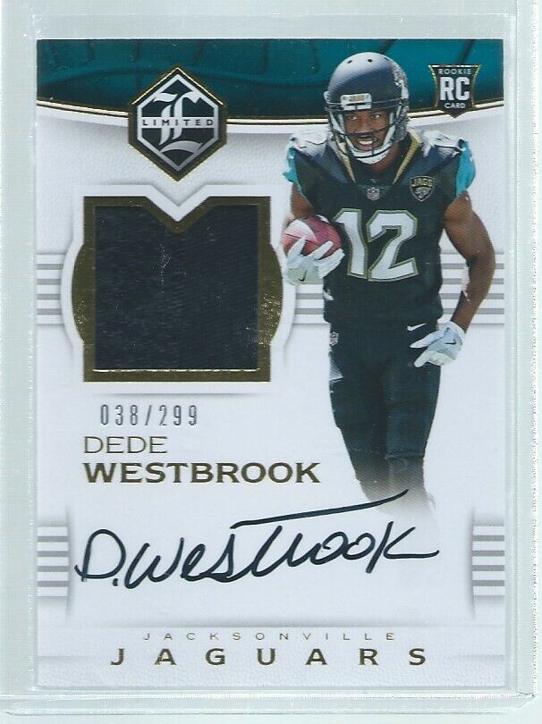DEDE WESTBROOK 2017 PANINI LIMITED 2 COLOR PATCH ON CARD AUTO GOLD RC #D 38/299