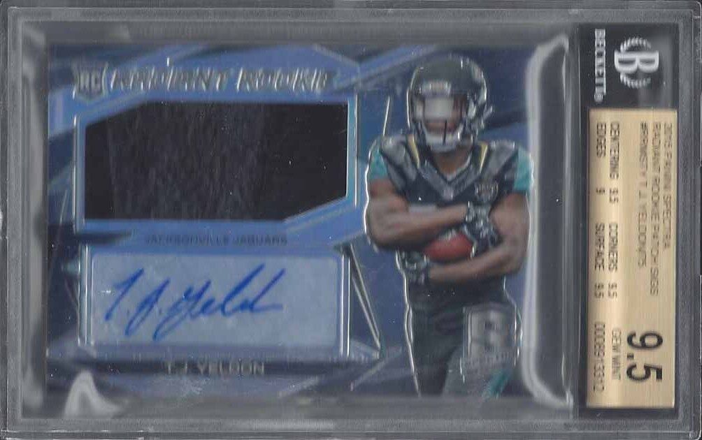 T.J. YELDON 2015 SPECTRA RADIANT ROOKIE PATCH AUTO RC /75 BGS 9.5 w/ 10 AU POP 2