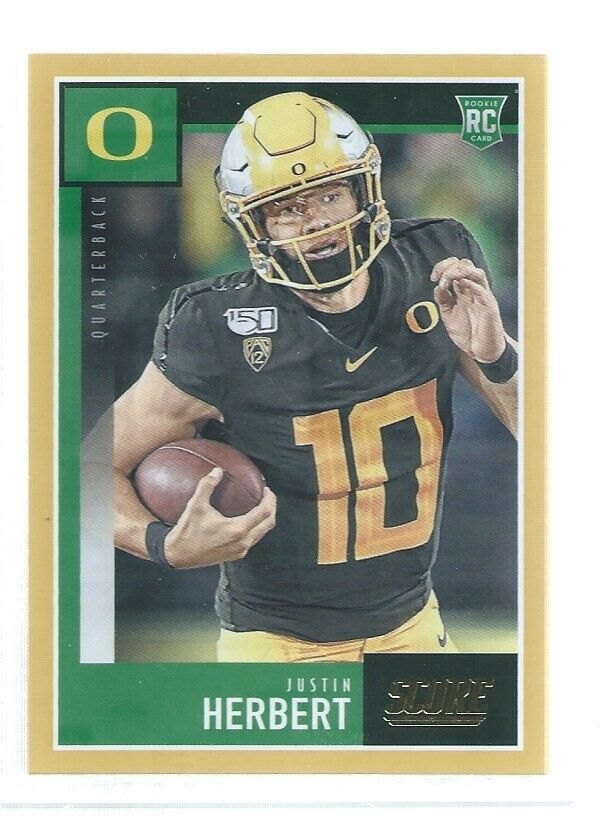 JUSTIN HERBERT 2020 SCORE YELLOW GOLD ROOKIE RC SP #362