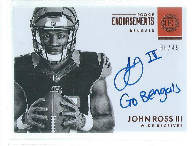 JOHN ROSS III 2017 PANINI ENCASED ROOKIE ENDORSEMENTS ON CARD AUTO RC #D 36/49