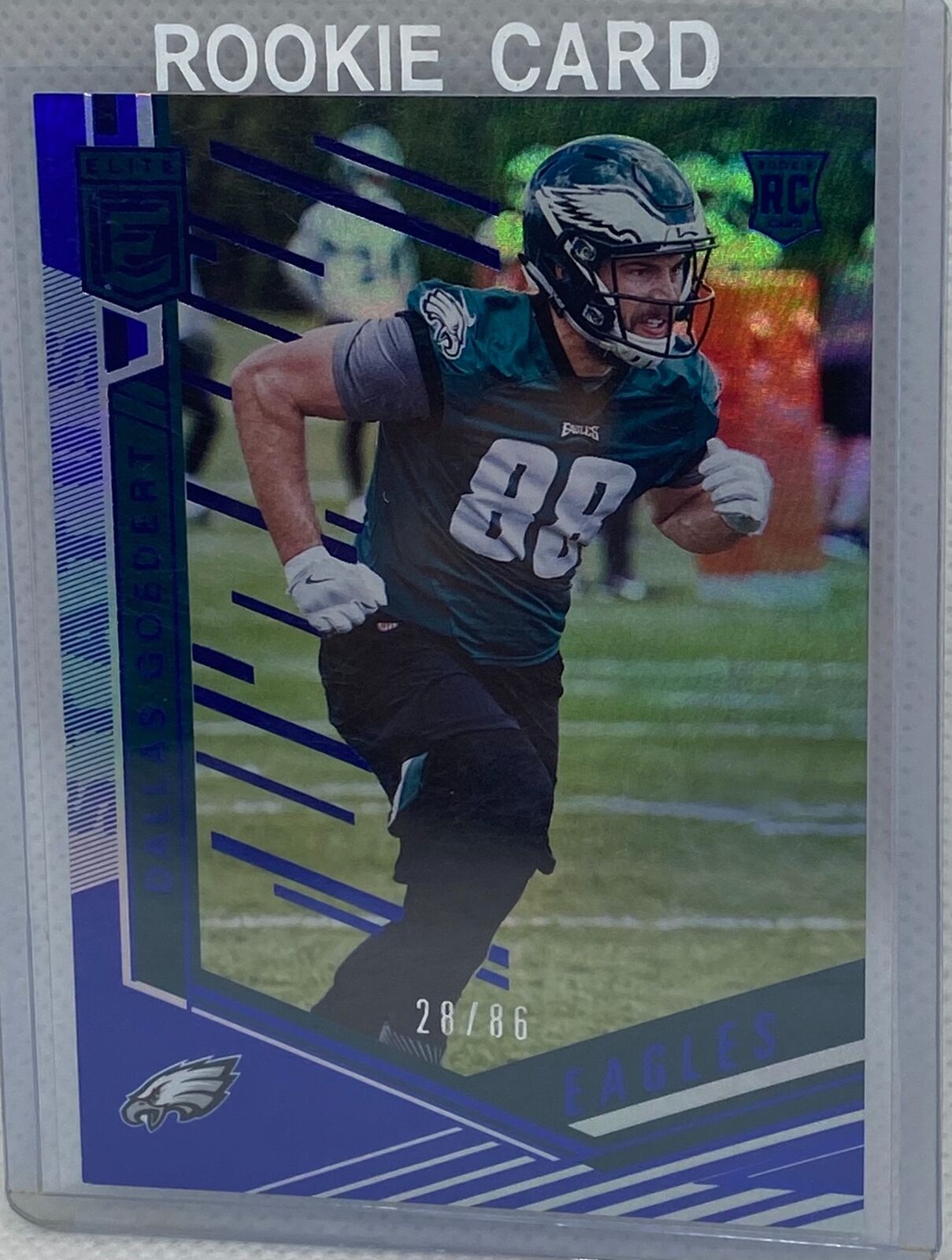 DALLAS GOEDERT 2018 PANINI DONRUSS ELITE BLUE ASPIRATIONS RC #D 28/86