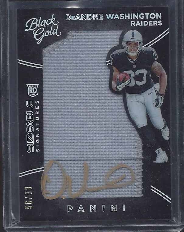 DEANDRE WASHINGTON 2016 BLACK GOLD SIZEABLE SIGS JUMBO PATCH AUTO RC #D 56/99