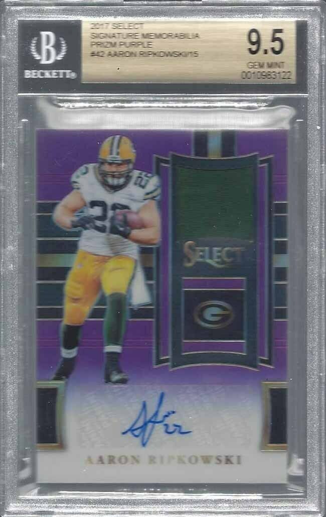 AARON RIPKOWSKI 2017 SELECT PURPLE PRIZM JERSEY AUTO #D 4/15 BGS 9.5 10 POP 1/1