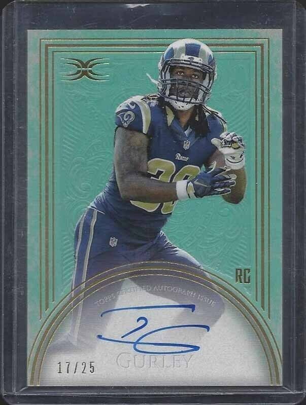 TODD GURLEY 2015 TOPPS DEFINITIVE GREEN ON CARD ROOKIE AUTO RC #D 17/25