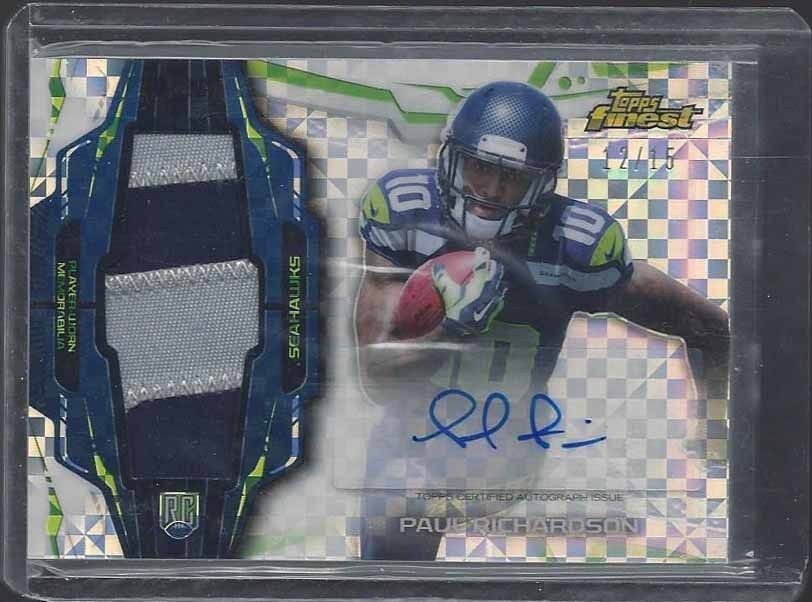 PAUL RICHARDSON 2014 TOPPS FINEST XFRACTOR RPA JUMBO PATCH AUTO RC #D 12/15