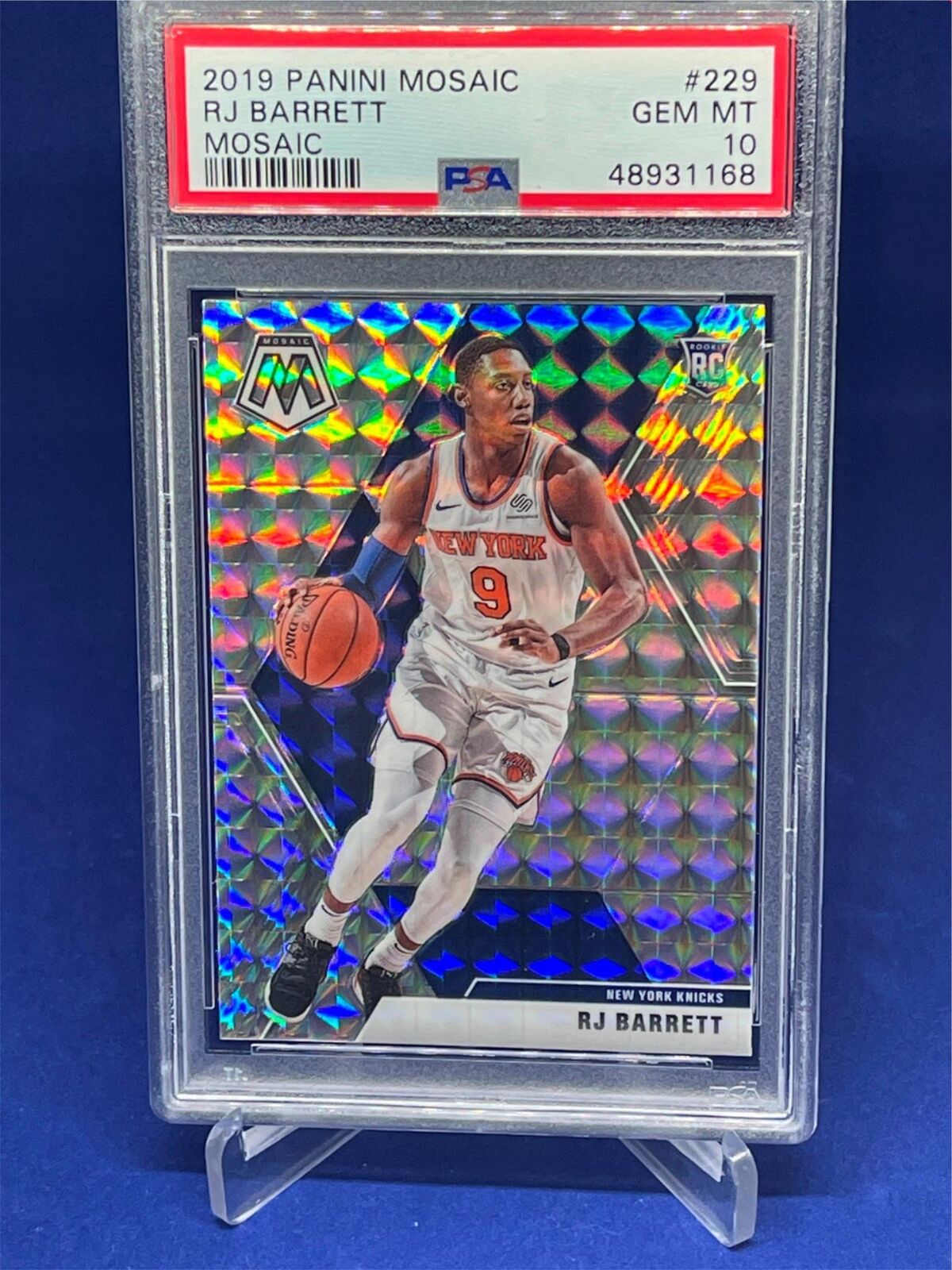 RJ BARRETT 2019-20 PANINI MOSAIC SILVER WAVE PRIZM ROOKIE RC #229 PSA 10