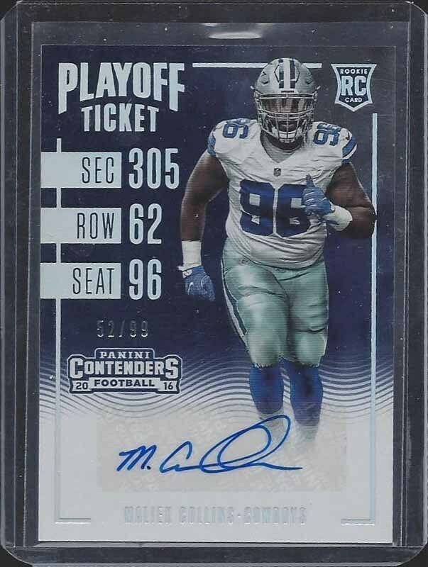 MALIEK COLLINS 2016 CONTENDERS PLAYOFF TICKET COWBOYS ROOKIE AUTO RC #D 52/99