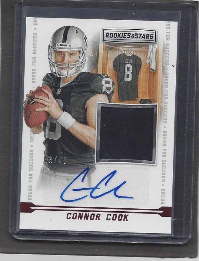 CONNOR COOK 2016 ROOKIES & STARS DRESS FOR SUCCESS ROOKIE JERSEY AUTO RC #D /49