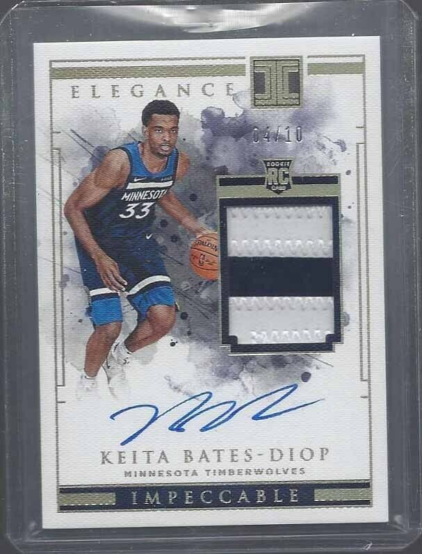 KEITA BATES DIOP 2018-19 IMPECCABLE ELEGANCE GOLD RPA PATCH AUTO RC #D 4/10