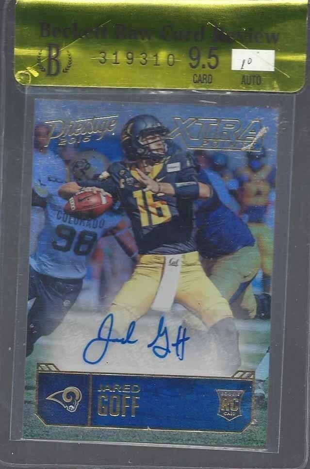 JARED GOFF 2016 PRESTIGE XTRA POINTS GOLD AUTO RC #D 40/50 BGS 9.5 10 AU POP 1/1