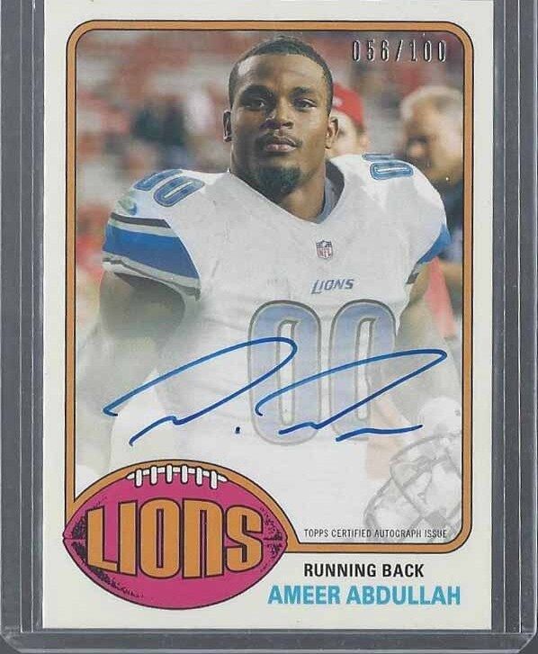 AMEER ABDULLAH 2015 TOPPS 1976 RETRO STYLE ON CARD ROOKIE AUTO RC #D 56/100