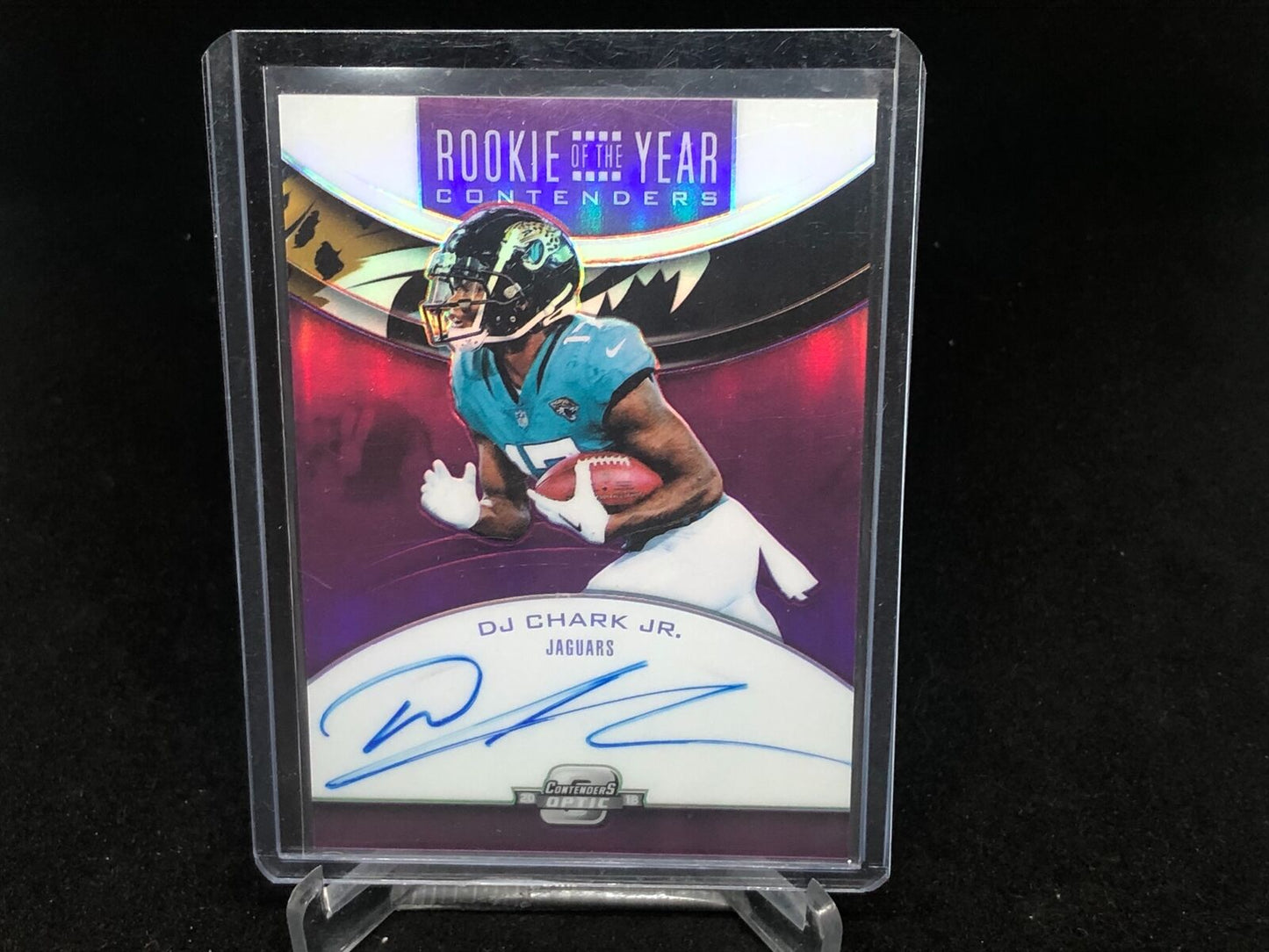 DJ CHARK JR 2018 PANINI CONTENDERS OPTIC PURPLE PRIZM HOLO ROY AUTO RC #D 86/99