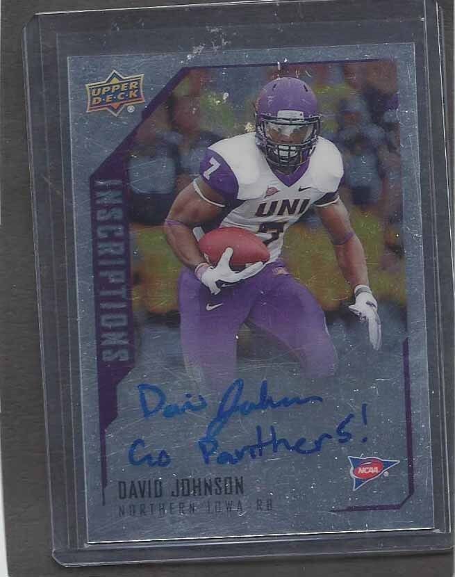 DAVID JOHNSON 2015 UPPER DECK INSCRIPTIONS "GO PANTHERS" INSCRIP ON CARD AUTO RC