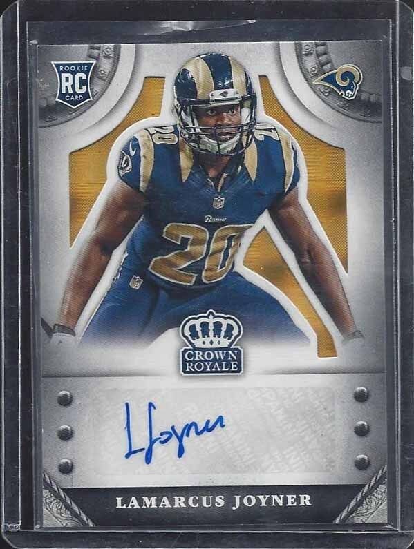 LAMARCUS JOYNER 2014 CROWN ROYALE GOLD PLAID RAMS ROOKIE AUTO RC #D 25/25