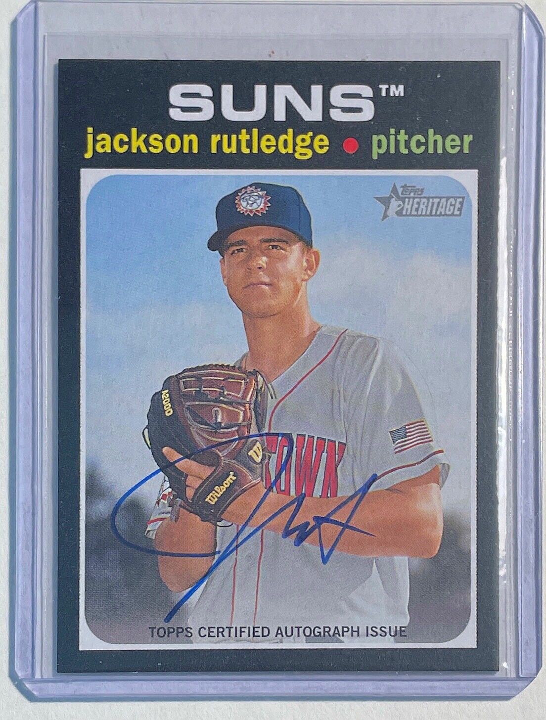 JACKSON RUTLEDGE 2020 TOPPS HERITAGE MINORS PROSPECT ON CARD AUTO #ROA-JR