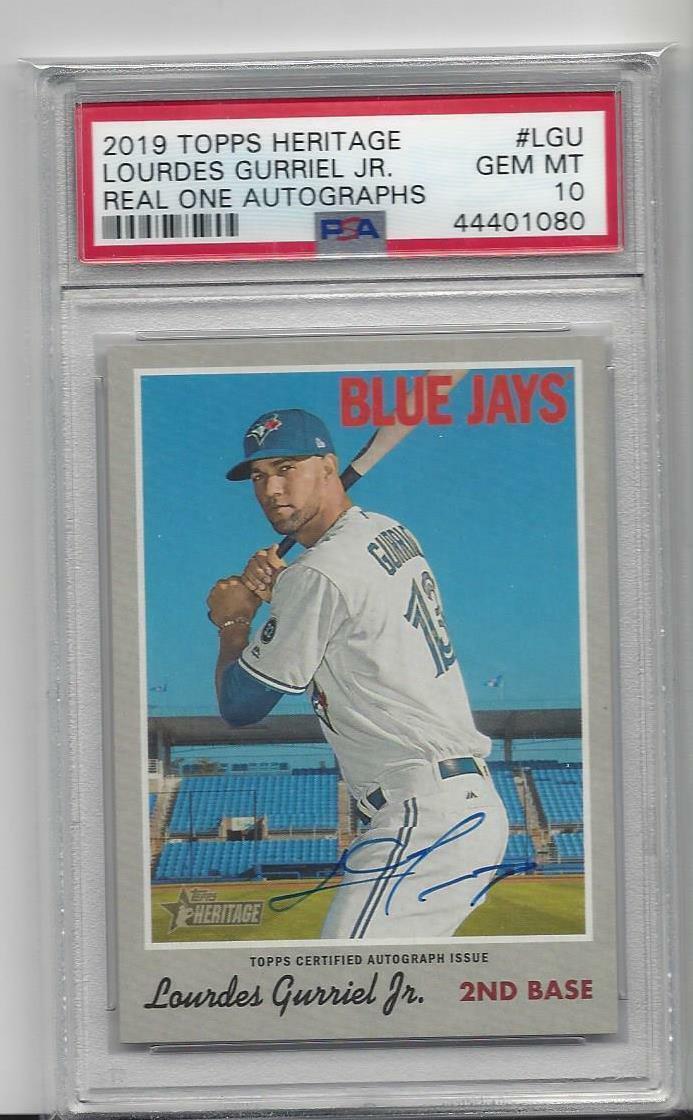 LOURDES GURRIEL JR 2019 TOPPS HERITAGE REAL ONE ON CARD AUTO PSA 10 GEM MINT