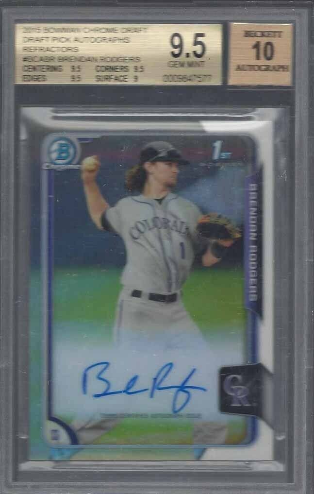 BRENDAN RODGERS 2015 BOWMAN CHROME DRAFT 1ST REFRACTOR ONCARD AUTO BGS 9.5 10 AU
