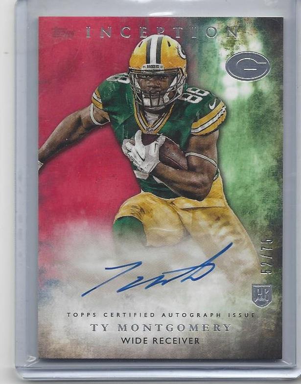 TY MONTGOMERY 2015 TOPPS INCEPTION RED PACKERS ON CARD AUTO RC #D 52/75