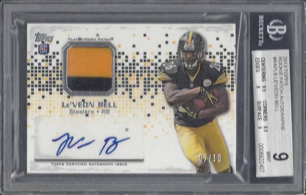 LE'VEON BELL 2013 TOPPS RPA 2 COLOR ROOKIE PATCH AUTO RC #D 2/10 BGS 9 10 POP 2