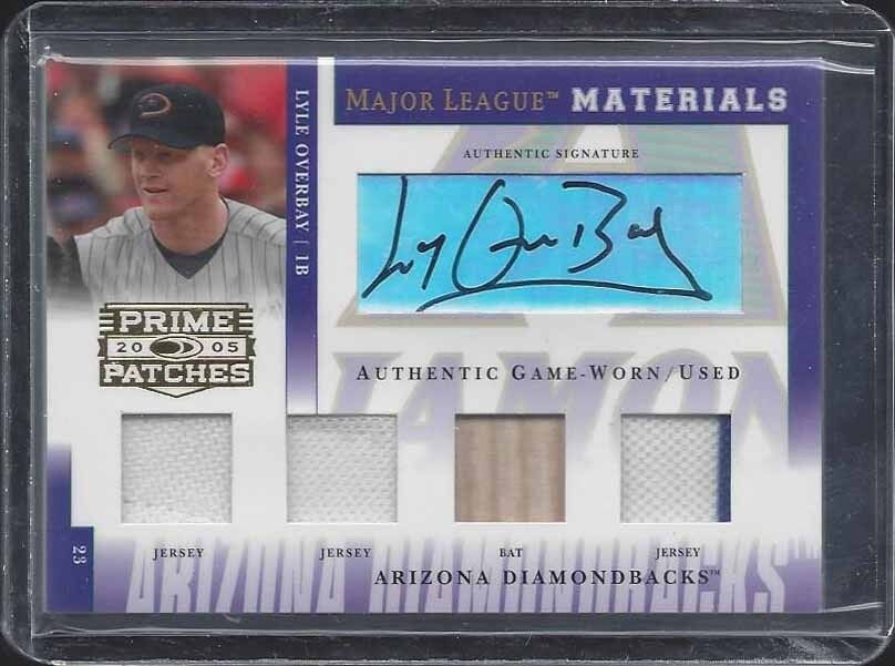 LYLE OVERBAY 2005 DONRUSS PRIME PATCHES QUAD JERSEY PATCH BAT AUTO #D 46/250